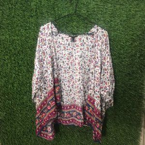 Forever 21 Blouse Flower Print Style, Size Medium - Flower Multicolored
